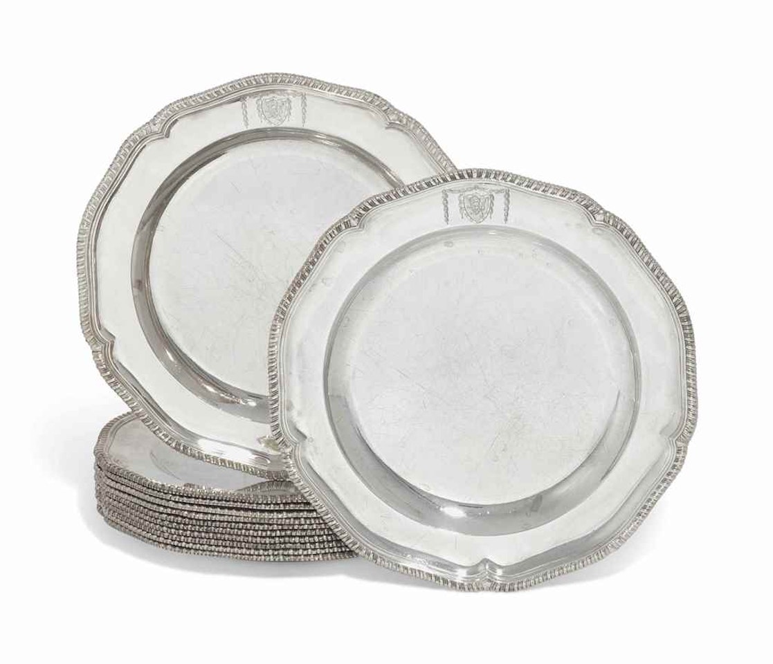 A SET OF TWELVE GEORGE III DINNER-PLATES by Anonymous