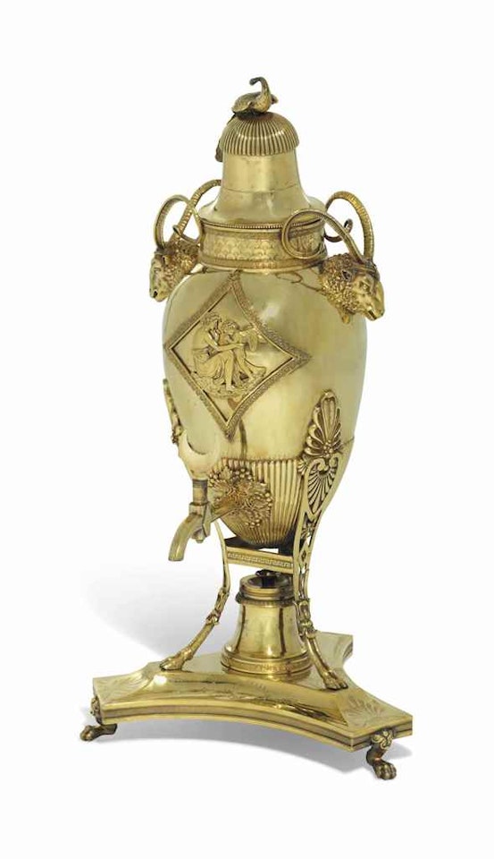 A FRENCH EMPIRE SILVER-GILT TEA-URN by Anonymous