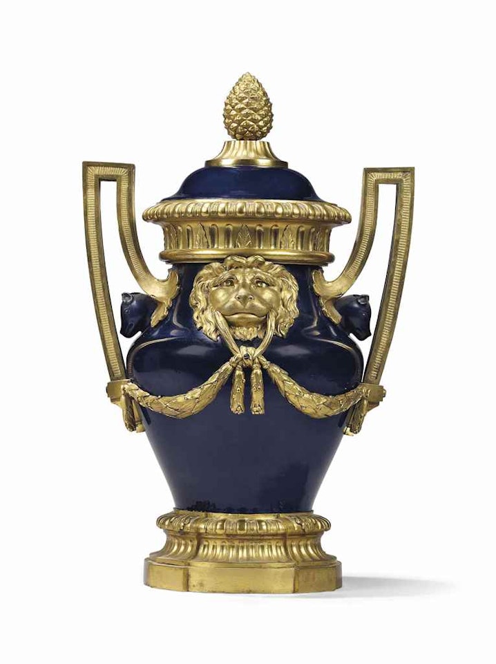 A LATE LOUIS XV ORMOLU-MOUNTED CHINESE BLUE PORCELAIN VASE by Anonymous