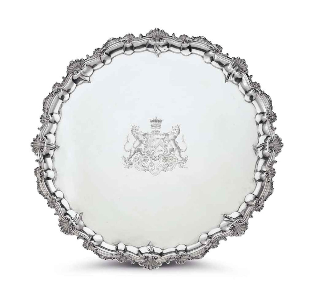 A LARGE VICTORIAN SILVER SALVER by Anonymous