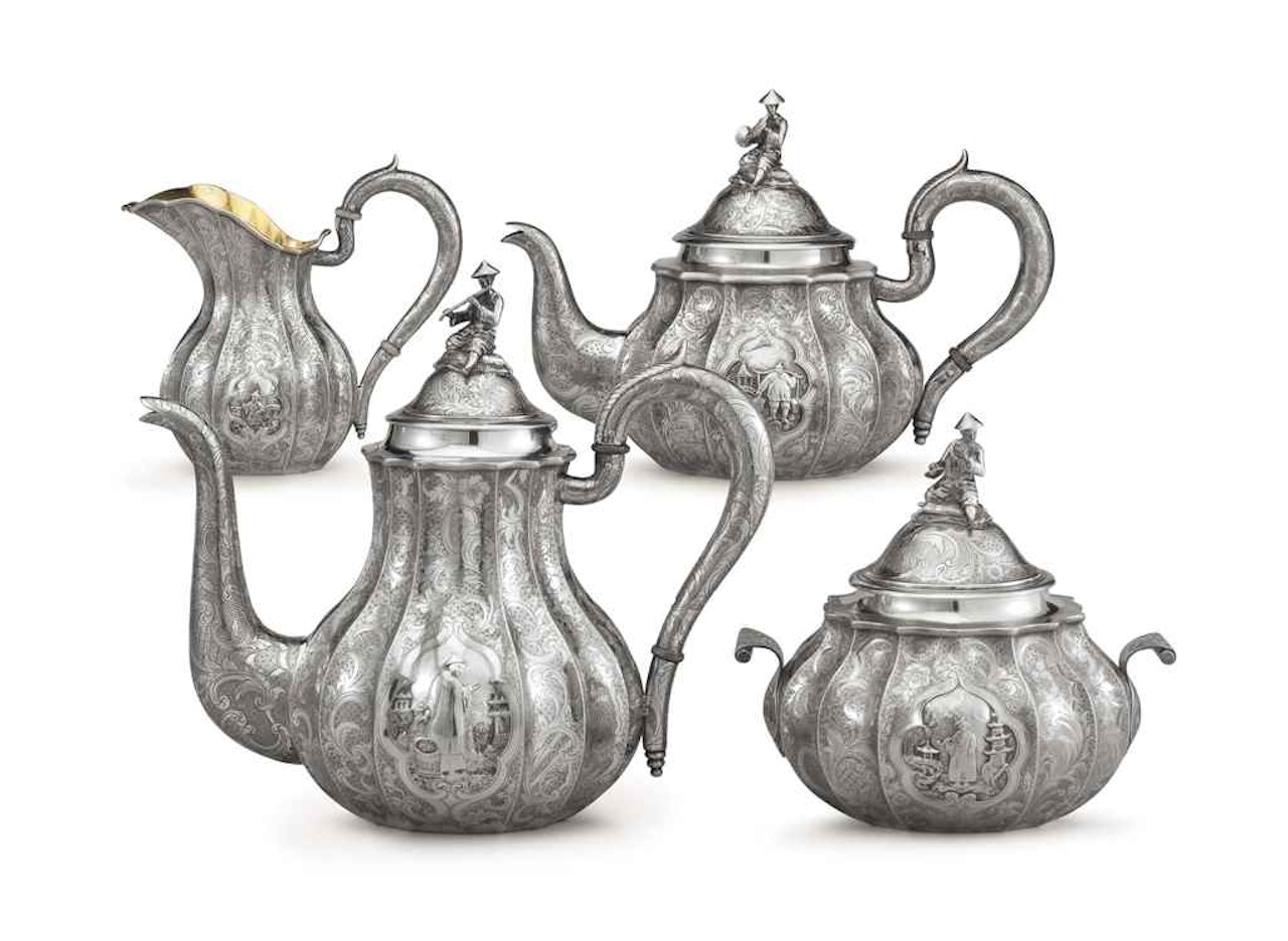 A FRENCH SILVER FOUR-PIECE TEA AND COFFEE SERVICE by Anonymous