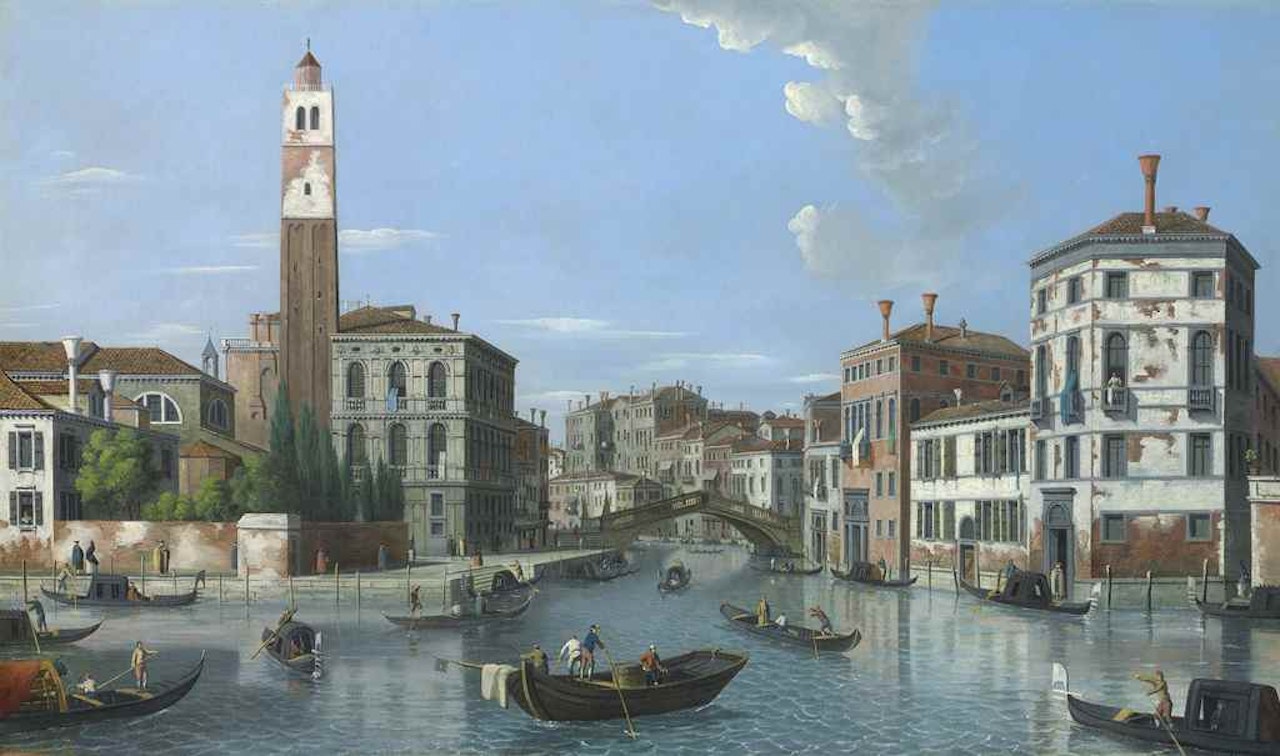 The Grand Canal, Venice, with San Geremia, Palazzo Labia, and the entrance to the Cannareggio by Follower of Canaletto