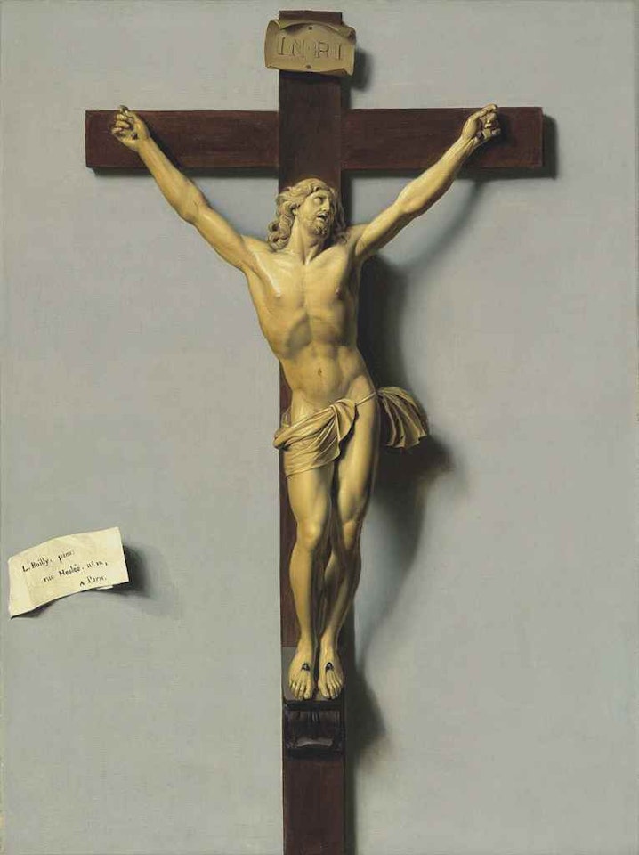 A trompe l'oeil of an ivory and wood crucifix by Louis-Leopold Boilly