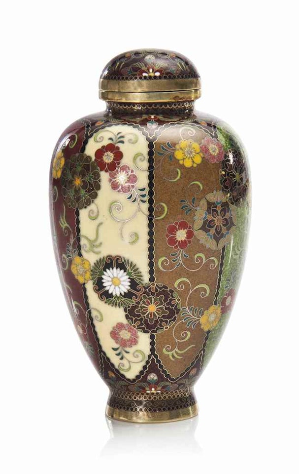 A cloisonné enamel jar and cover by Anonymous
