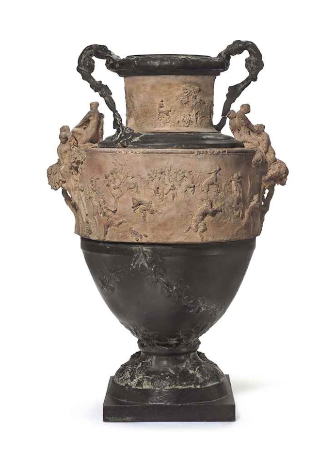 A FRENCH TERRACOTTA AND LEAD VASE by Anonymous