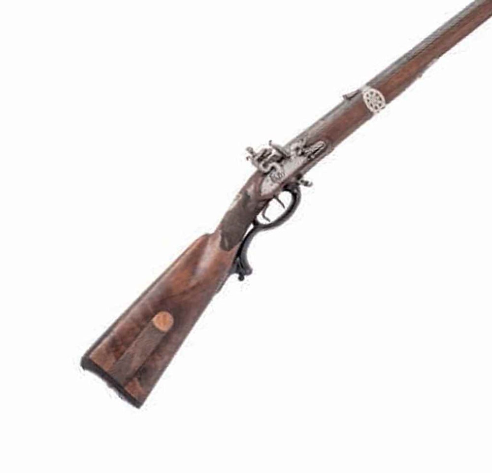 A GERMAN 22-BORE FLINTLOCK SPORTING RIFLE BY MORGENROTH by Anonymous