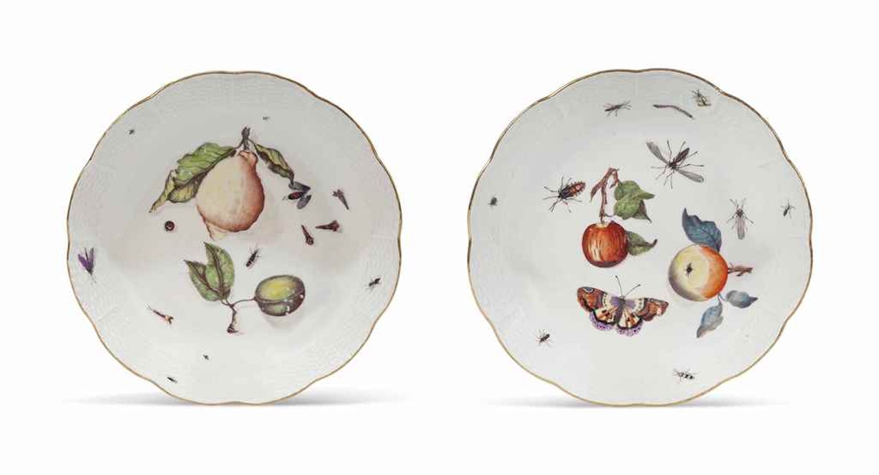 A PAIR OF MEISSEN SHAPED CIRCULAR SAUCER-DISHES by Anonymous