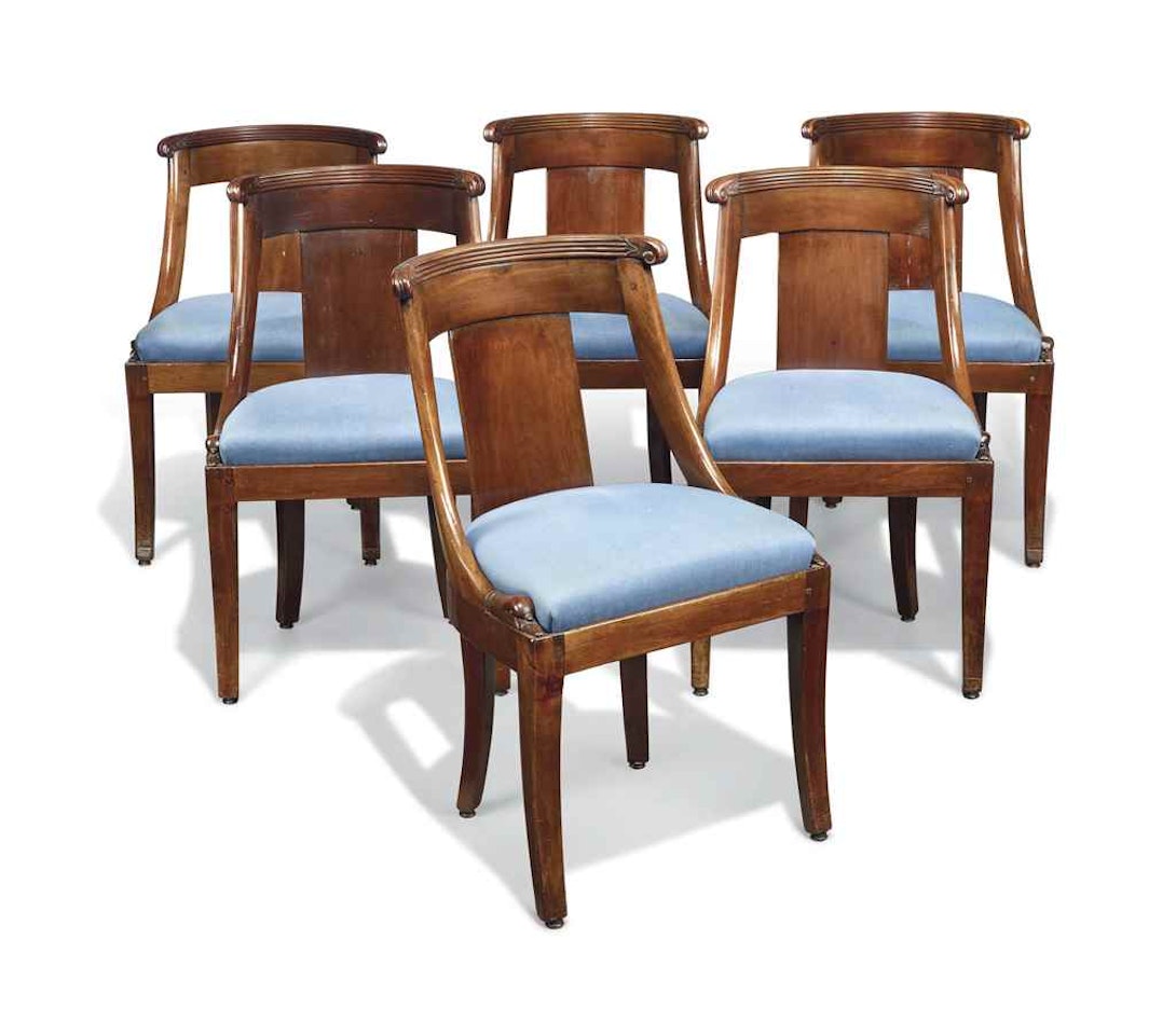 A SET OF SIX CHARLES X MAHOGANY DINING CHAIRS by Anonymous