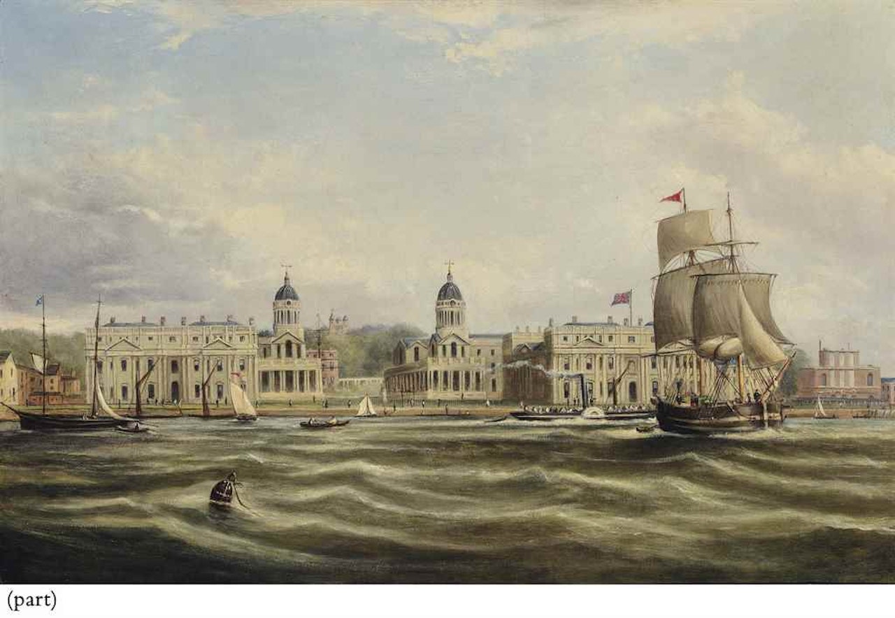 Shipping on the Thames before the Royal Naval College, Greenwich by English School