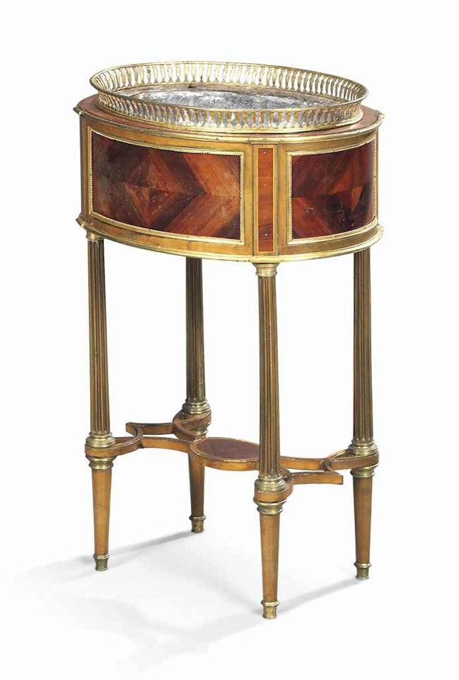 A LOUIS XVI ORMOLU-MOUNTED AMARANTH, BOIS SATINÉ AND GREEN-STAINED CITRONNIER JARDINIÈRE by Anonymous