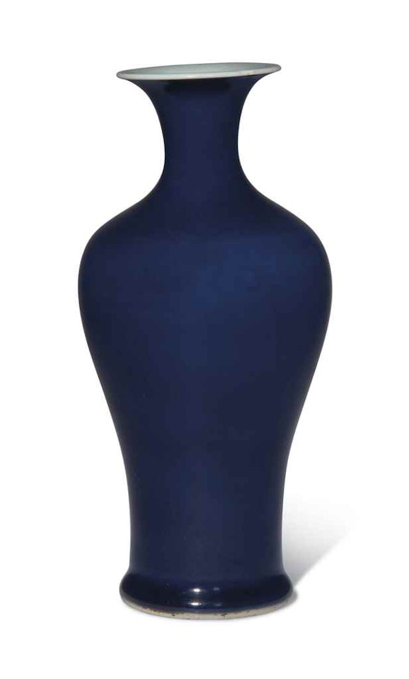 A BLUE-GLAZED BALUSTER VASE by Anonymous