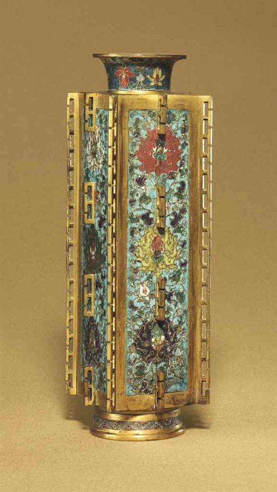 A GILT-BRONZE CLOISONNÉ ENAMEL CONG-FORM VASE by Anonymous