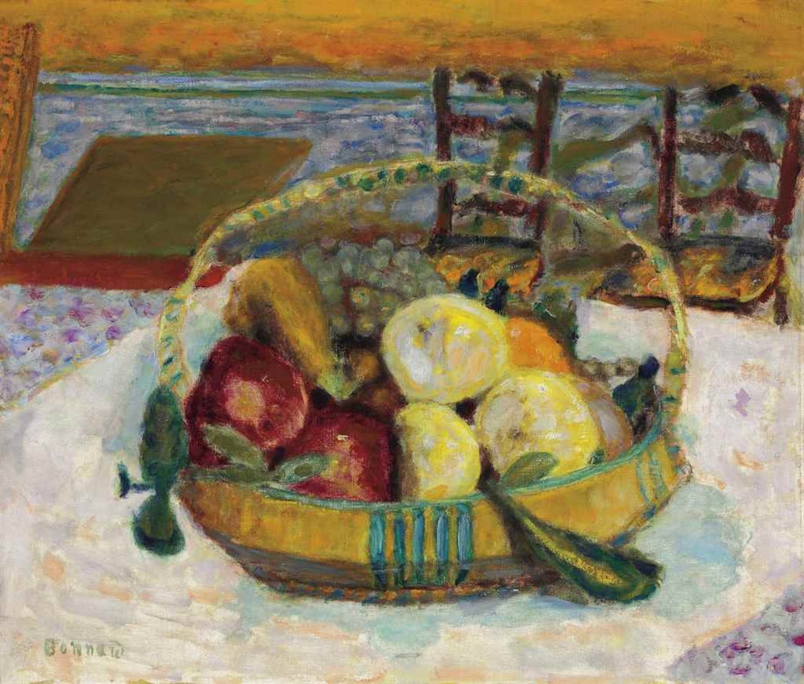 Corbeille de fruits dans la salle à manger du cannet by Pierre Bonnard