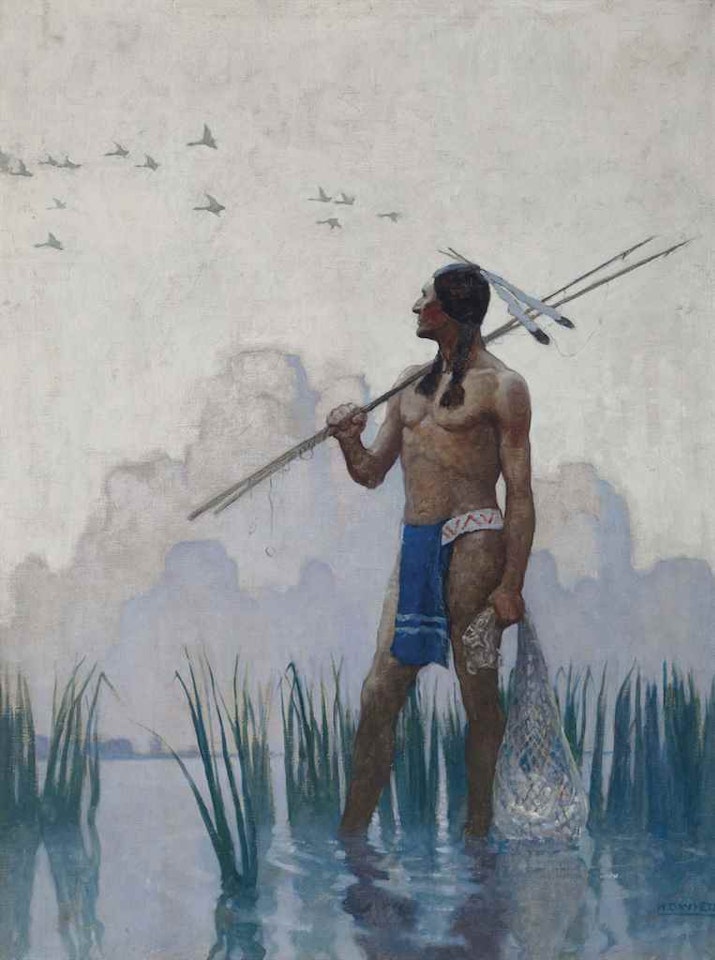 Indian Brave Fishing by Newell Convers Wyeth