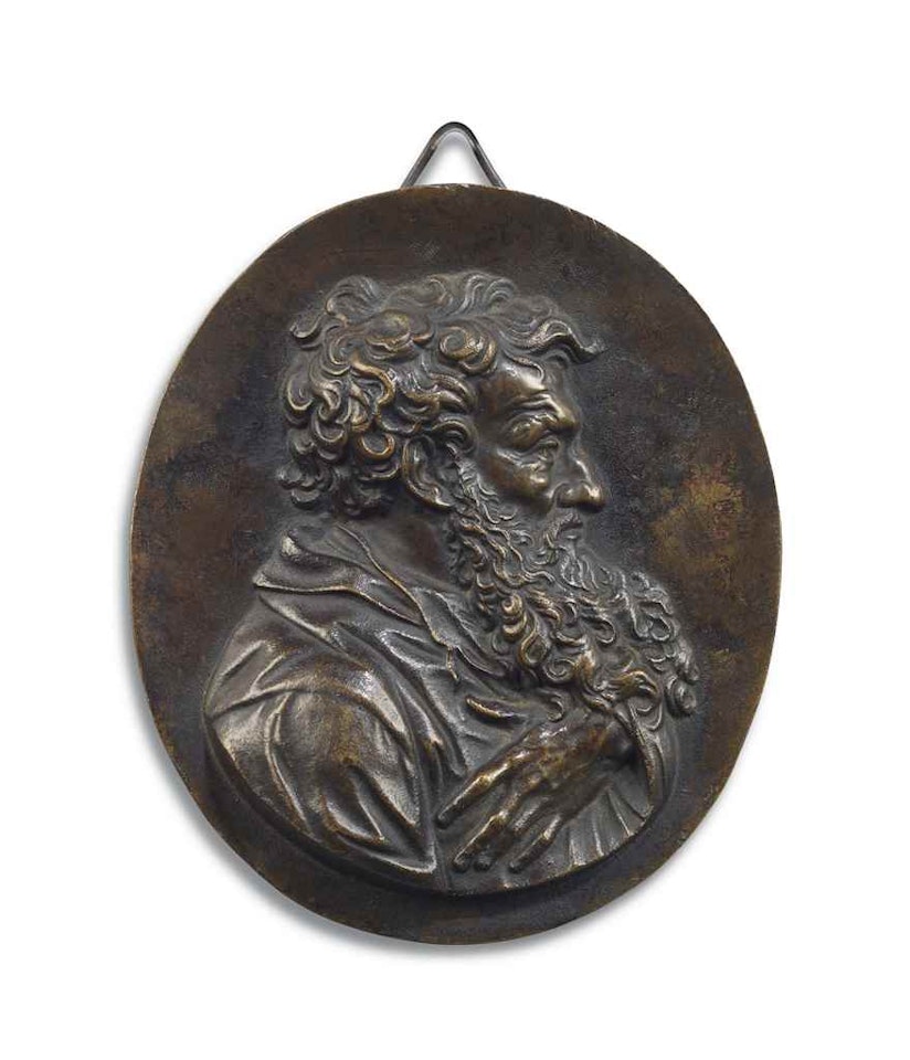 AN OVAL BRONZE RELIEF OF A GENTLEMAN, PROBABLY ST PAUL by Anonymous