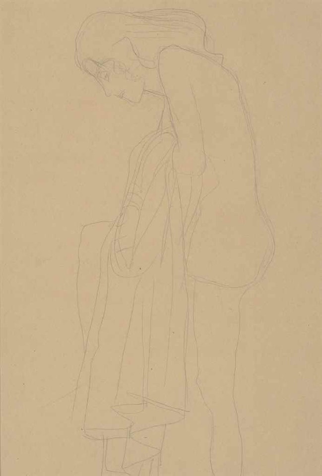 Stehender Frauenakt mit hochgestelltem linken Bein by Gustav Klimt