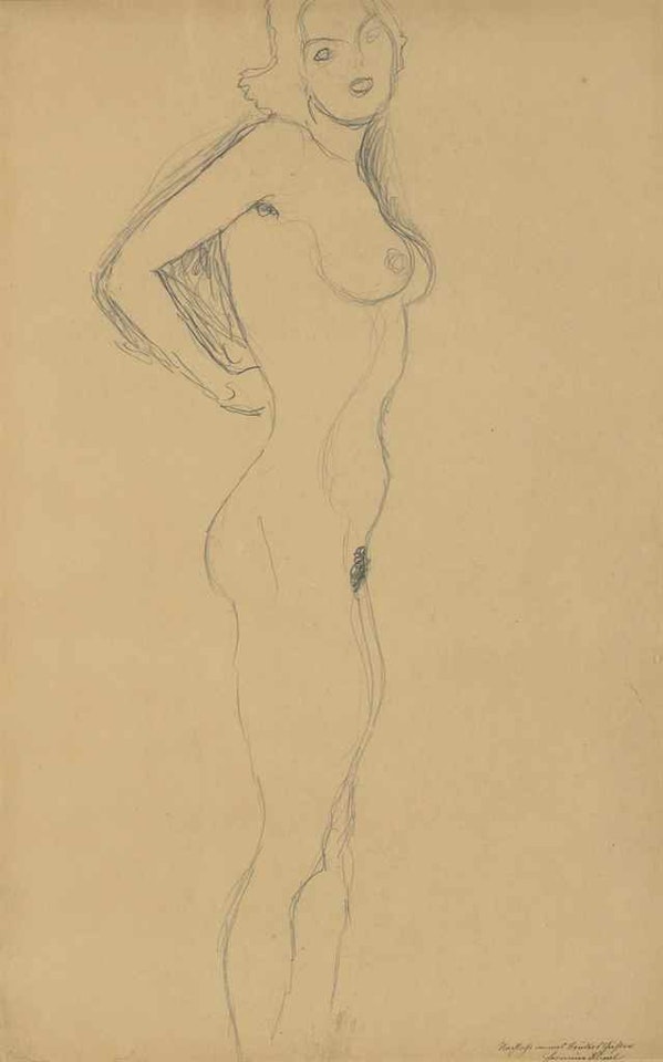 Stehender Frauenakt nach rechts by Gustav Klimt