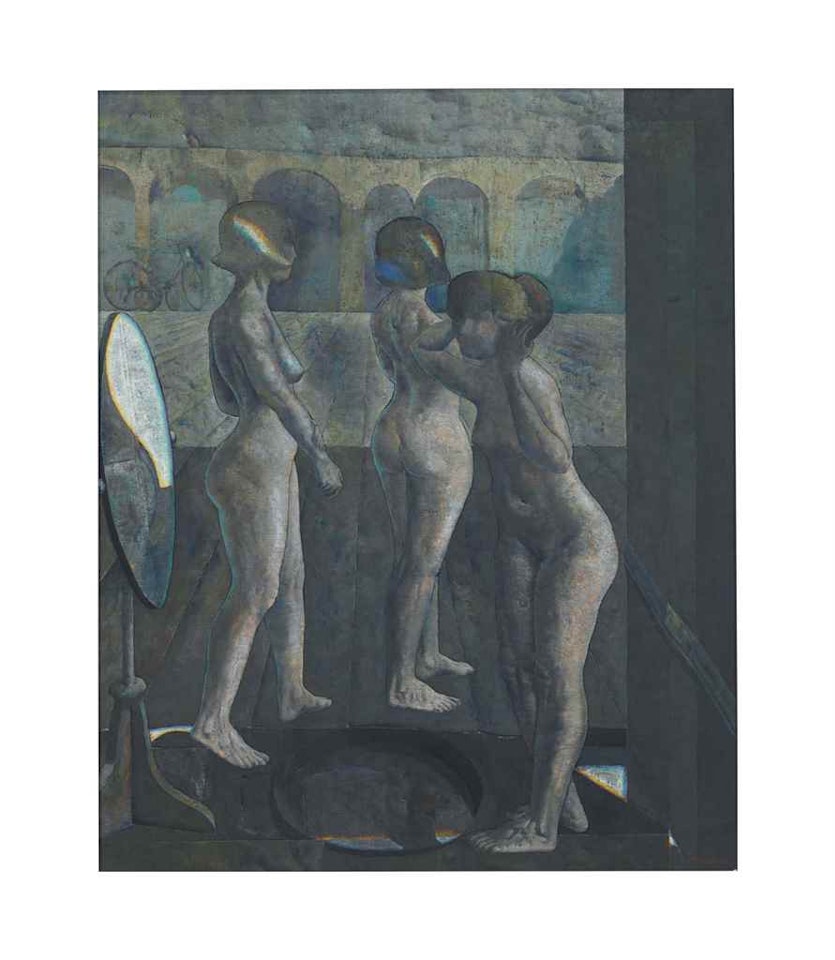 Tres desnudos, viaducto, bicicletas by Armando Morales