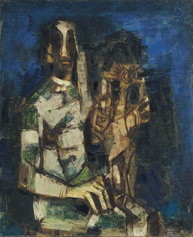 Untitled (Lady with Rooster) by M.F. Husain