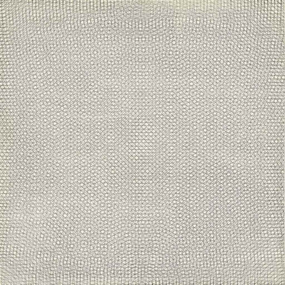 Grid arcs from four corners and two opposite sides by Sol LeWitt