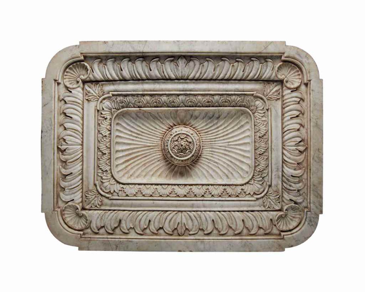 A DEEPLY CARVED WHITE MARBLE FOUNTAIN BASIN by Anonymous