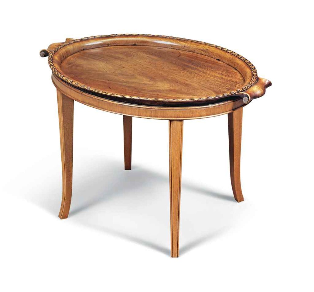 A GEORGE III MAHOGANY OVAL TRAY by Anonymous