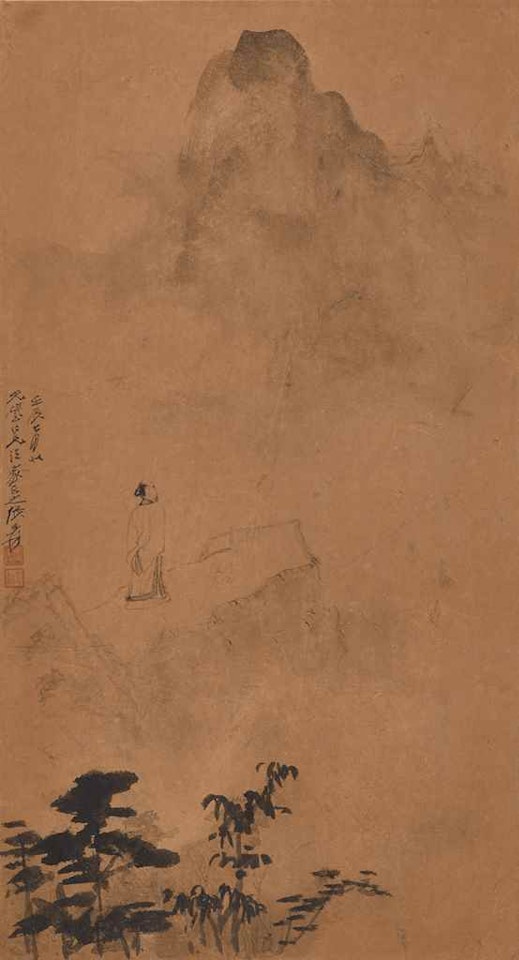 Scholar Admiring Mountains by Zhang Daqian