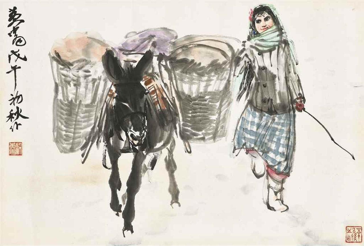 Girl and Donkey by Huang Zhou