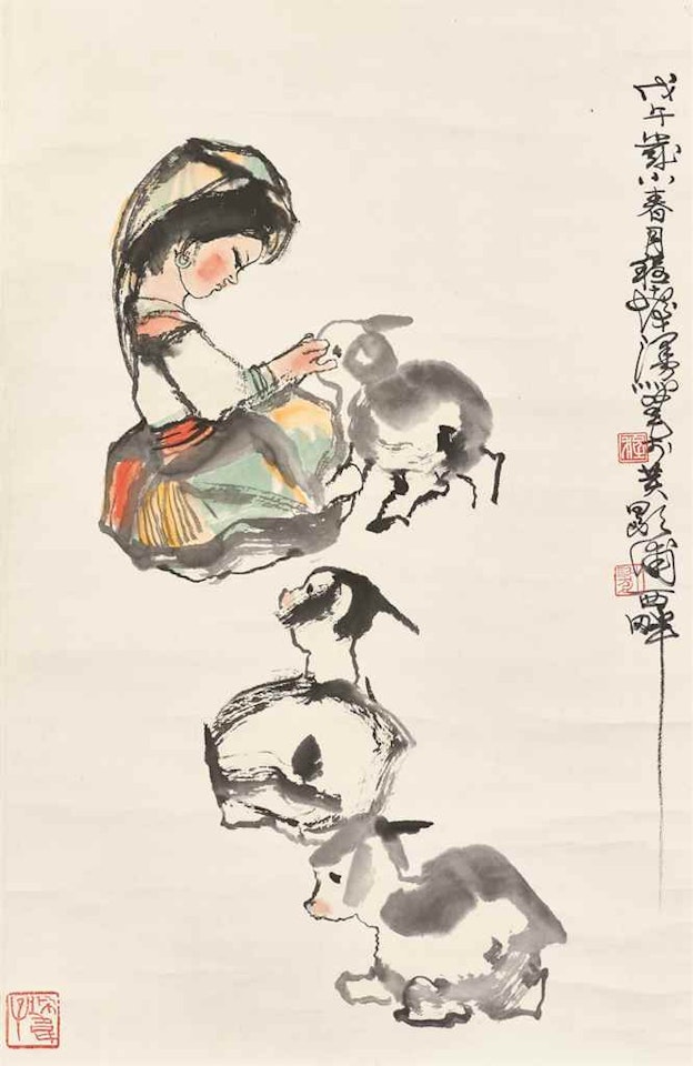 Girl and Goats by Cheng Shifa