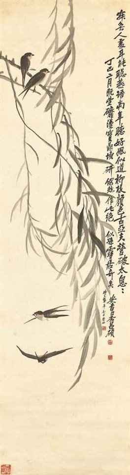 Swallow and Willow by Wu Changshuo