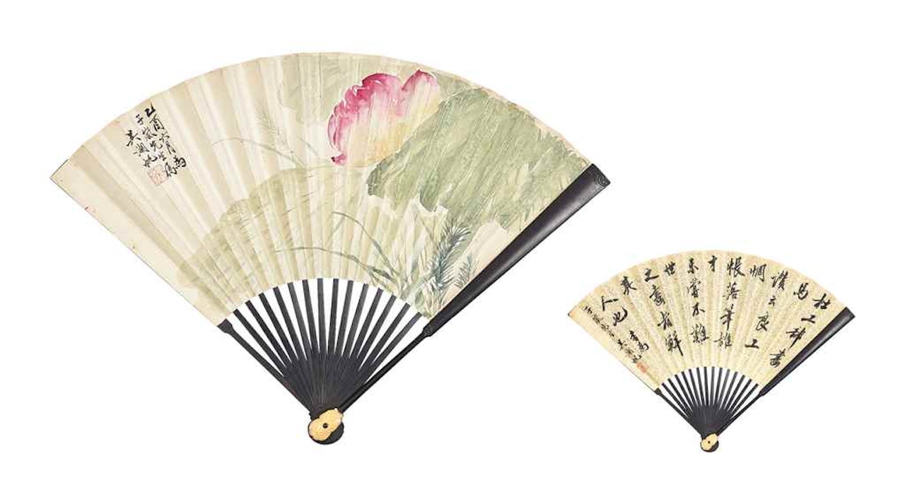Lotus/Calligraphy by Wu Hufan