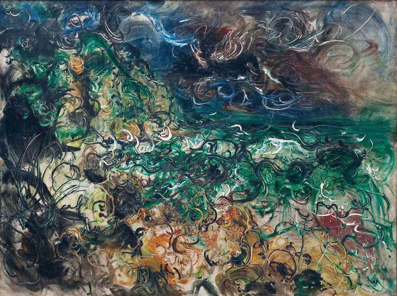 STORM OVER WATER by Affandi