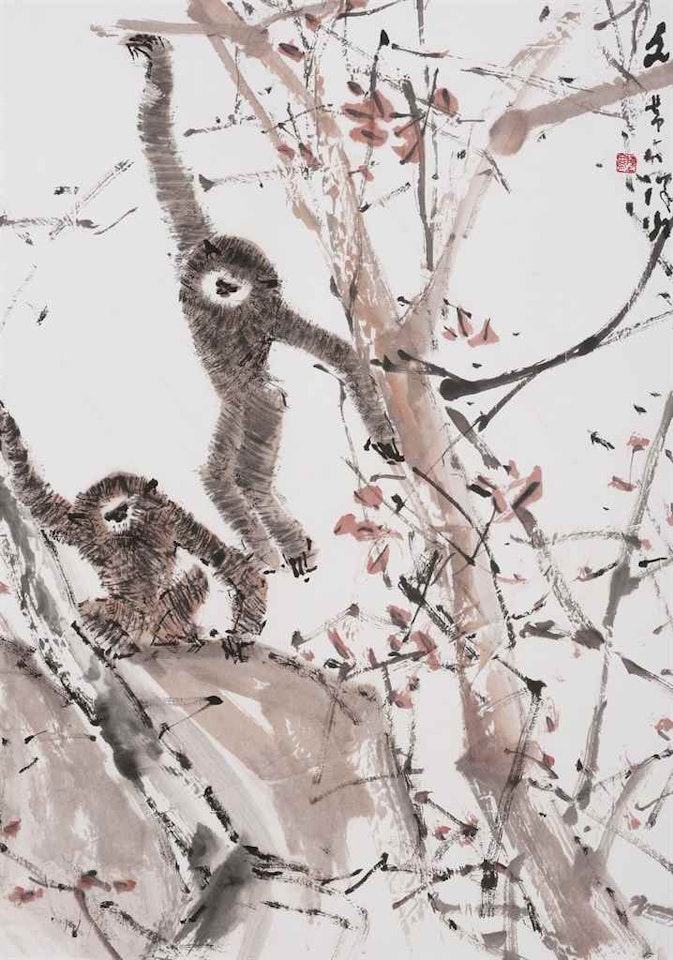 A PAIR OF GIBBONS by Chen Wen Hsi