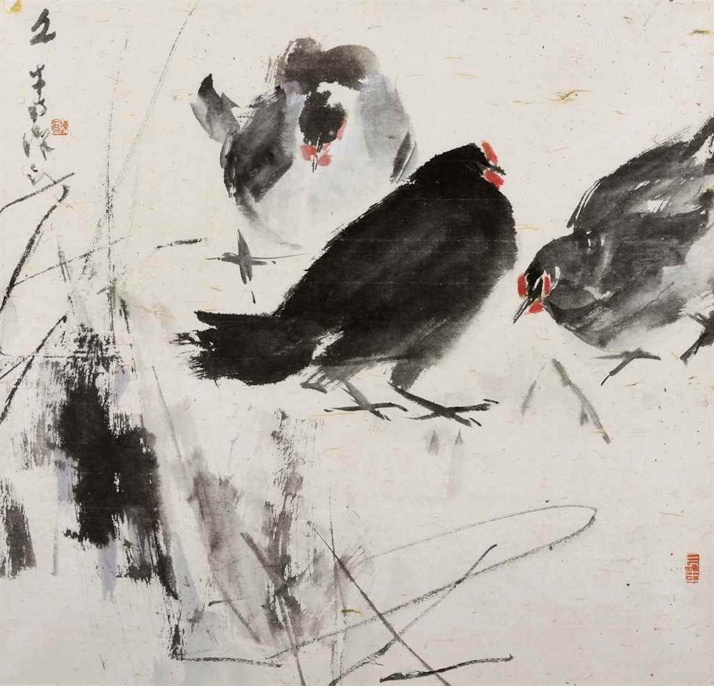 ROOSTER AND HENS by Chen Wen Hsi