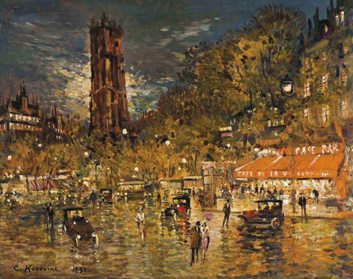 Paris at night by Konstantin Alekseevich Korovin