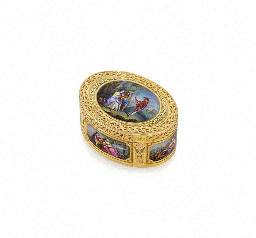 A LOUIS XV ENAMELLED VARI-COLOUR GOLD SNUFF-BOX by Anonymous