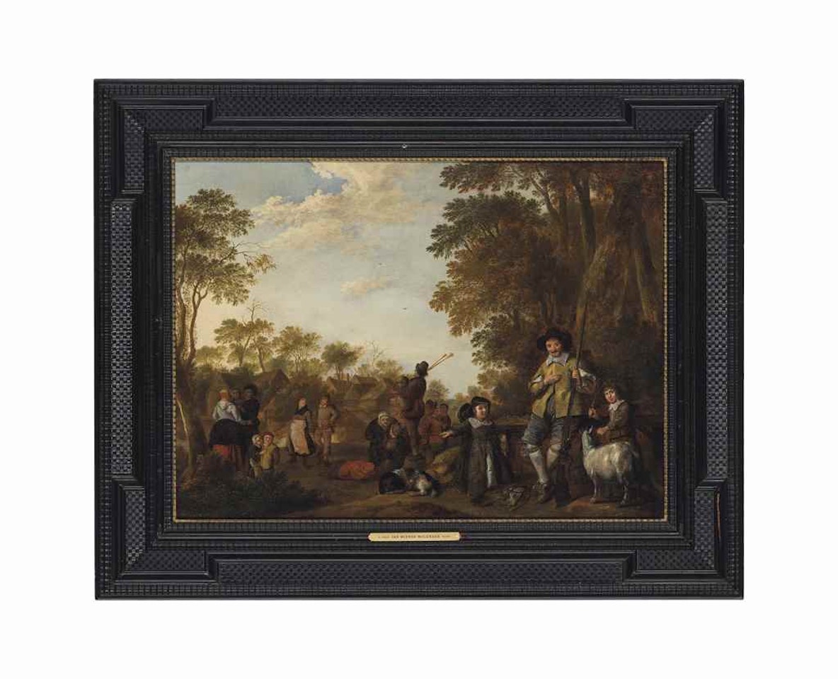 A wooded landscape with peasants playing music and merry-making by Jan Miense Molenaer