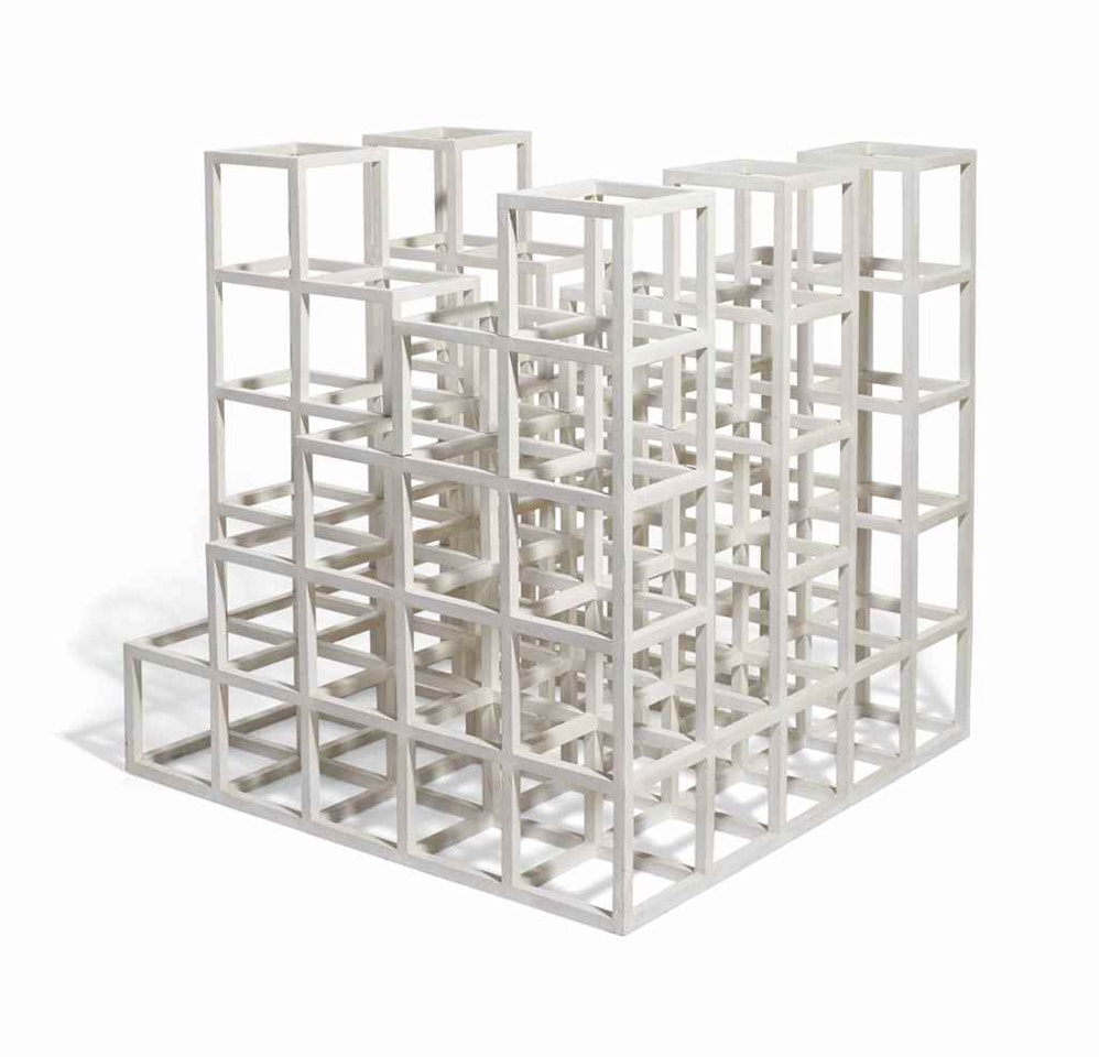 Cube structure based on five modules by Sol LeWitt