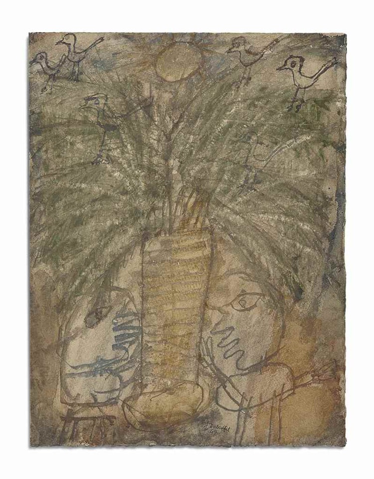 Dialogue sous le palmier aux oiseaux I by Jean Dubuffet