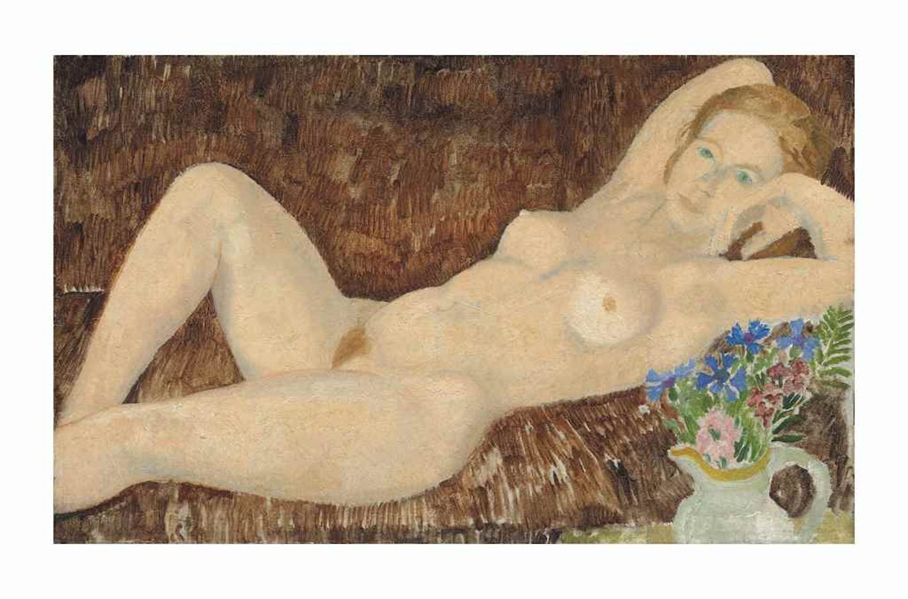 Reclining Nude with Flowers by Christopher Wood