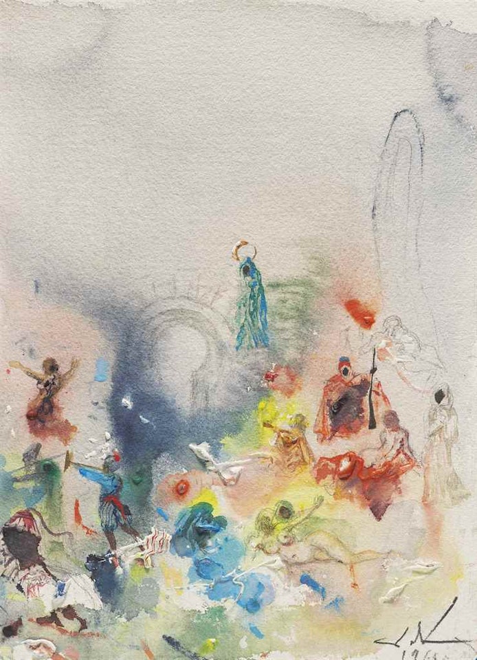 Fantaisie orientale fond de nuages et portail by Salvador Dali