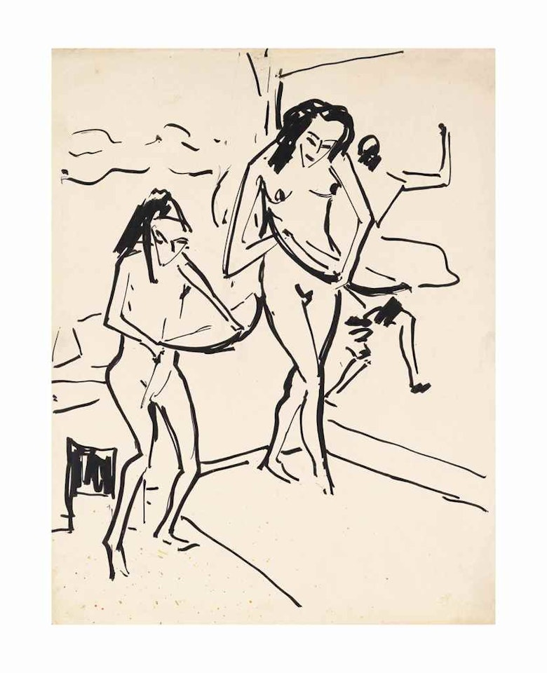 Marcella und Senta mit Bogen (Fränzi und Marzella mit Bogen) by Ernst Ludwig Kirchner