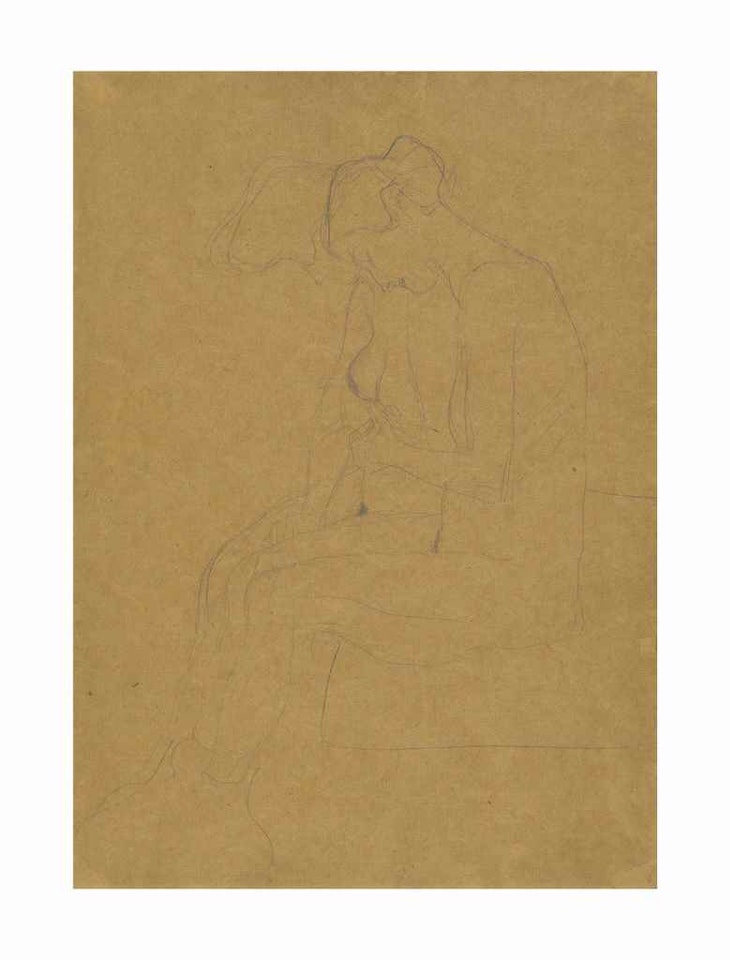 Zwei sitzende Freundinnen nach links by Gustav Klimt
