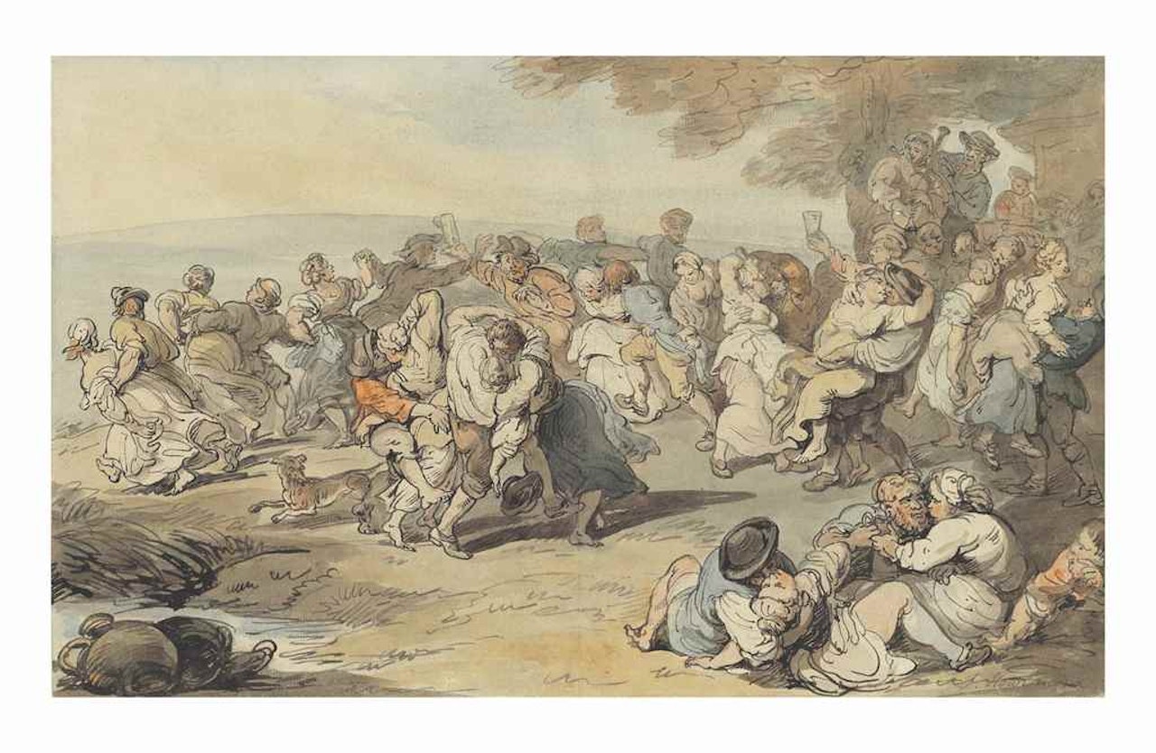 A village dance by Thomas Rowlandson