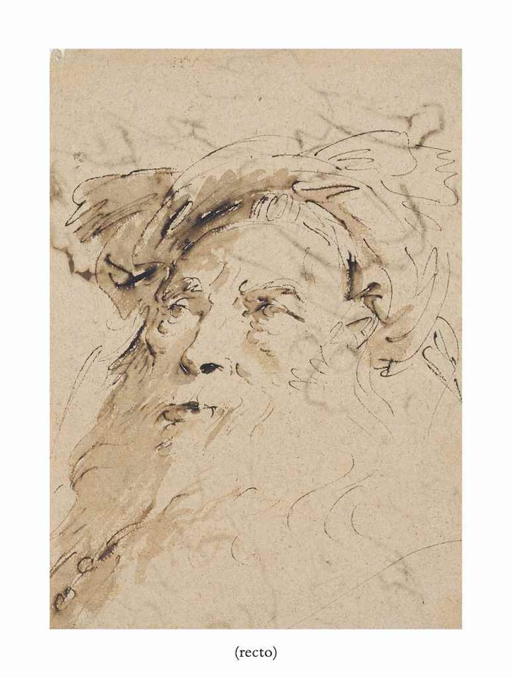 Head of a bearded oriental wearing a turban (recto); Study of a reclining male nude and other figure studies (verso) by Giovanni Battista Tiepolo