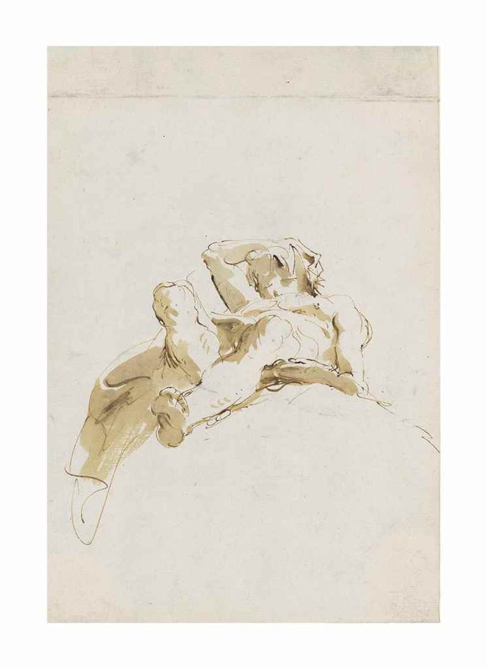 A reclining figure, seen from below by Giovanni Battista Tiepolo
