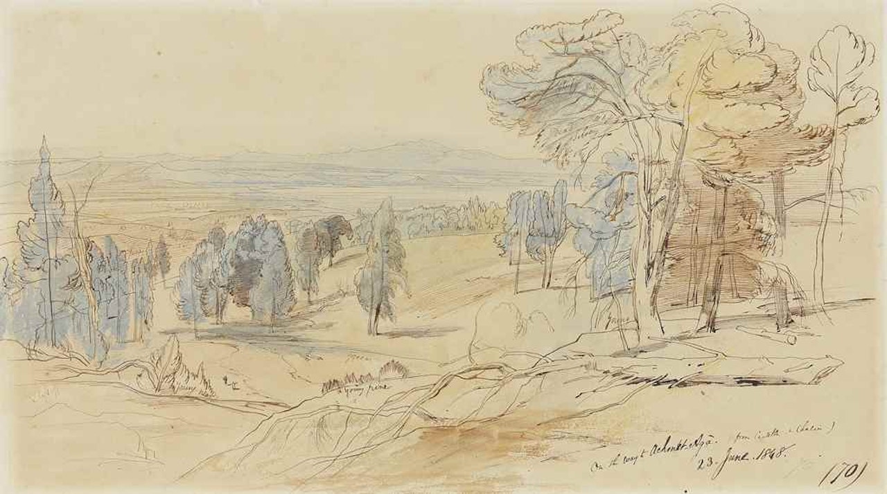 On the way to Achmet Aga from Castella and Chalcis, Greece by Edward Lear