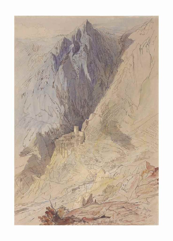 The Monastery of Agios Pavlos, Mount Athos by Edward Lear