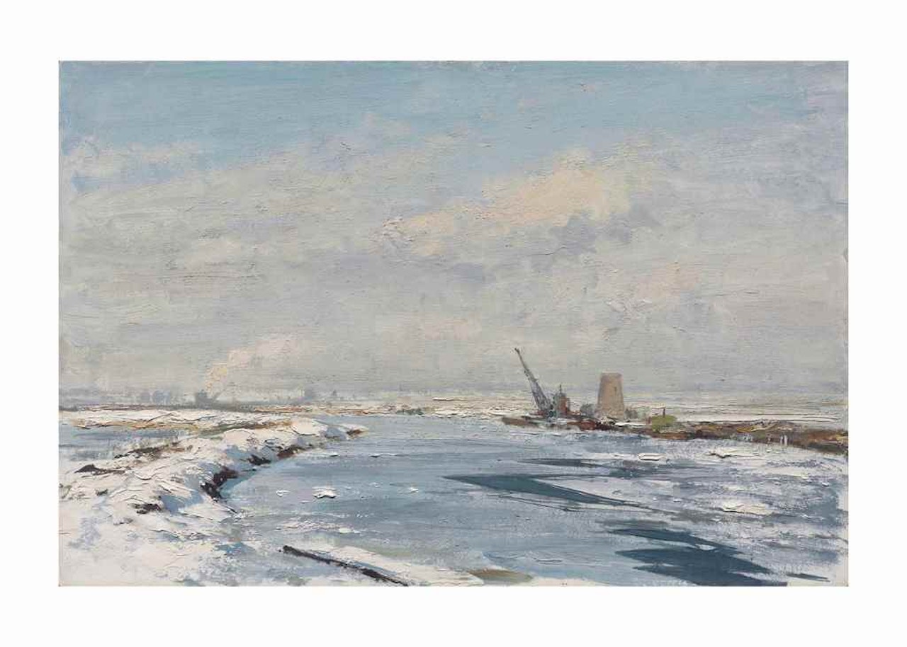 Snow and ice, St Benet's Abbey, Norfolk by Edward Seago