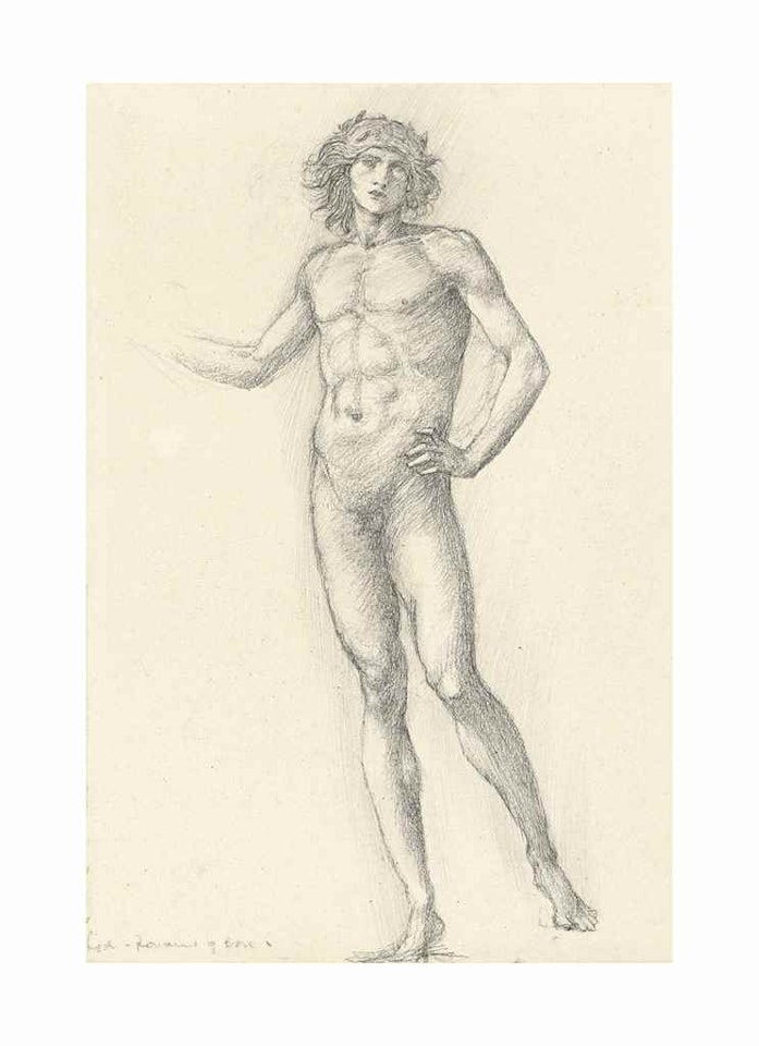 Study of the figure of Love, for 'Romaunt of the Rose' (recto), with a figure study for Franchise (verso) by Edward Coley Burne-Jones